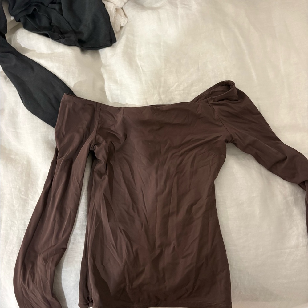 Elegant Brown Off-Shoulder Top